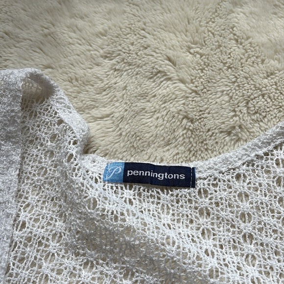 Penningtons White Open Knit Short Sleeve Cardigan | Lightweight Tie Front Lay XL - Picture 4 of 7